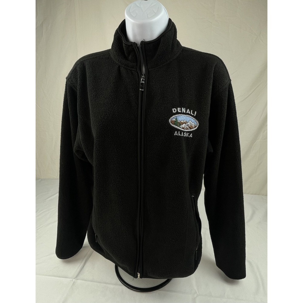 DENALI ALASKA BLACK FULL ZIP FLEECE JACKET ADULT UNISEX EMBROIDERED OUTDOOR